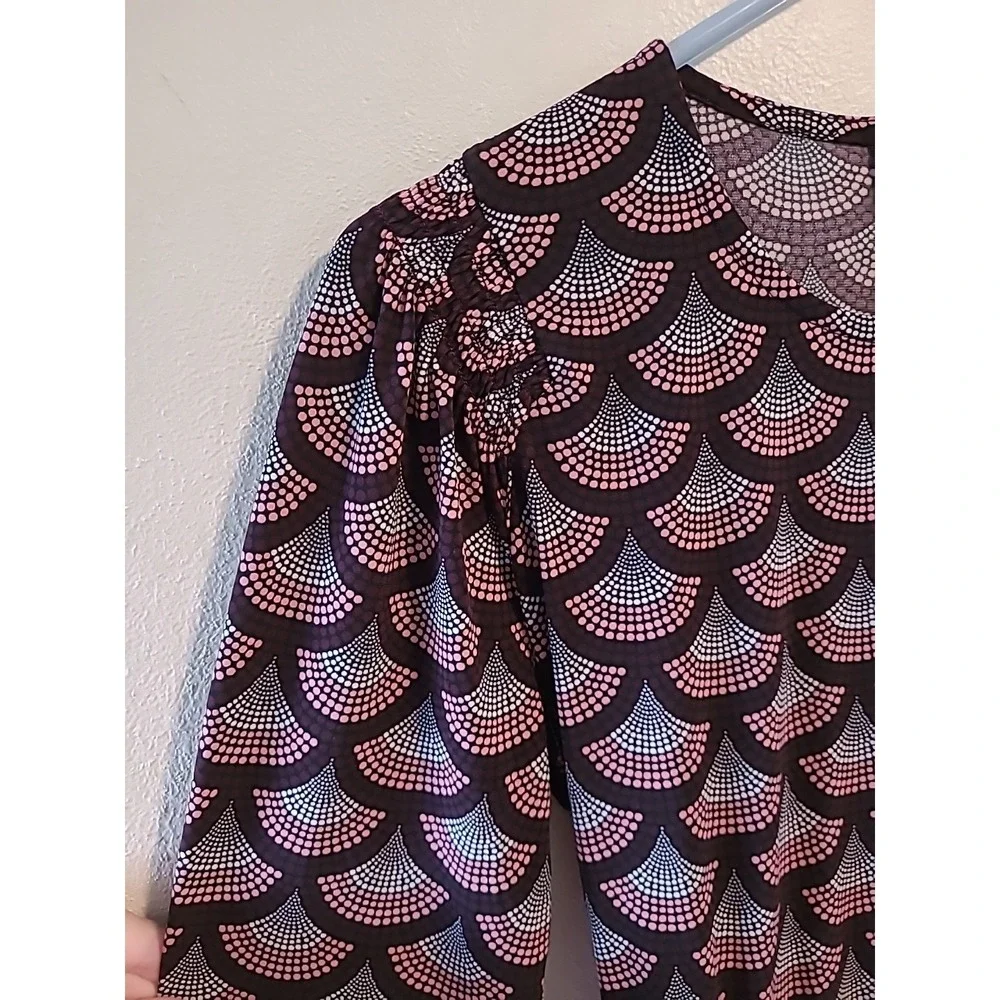 Michael Kors Women Multicolor Balloon Sleeve Round Neck Knee Length Dress Size M